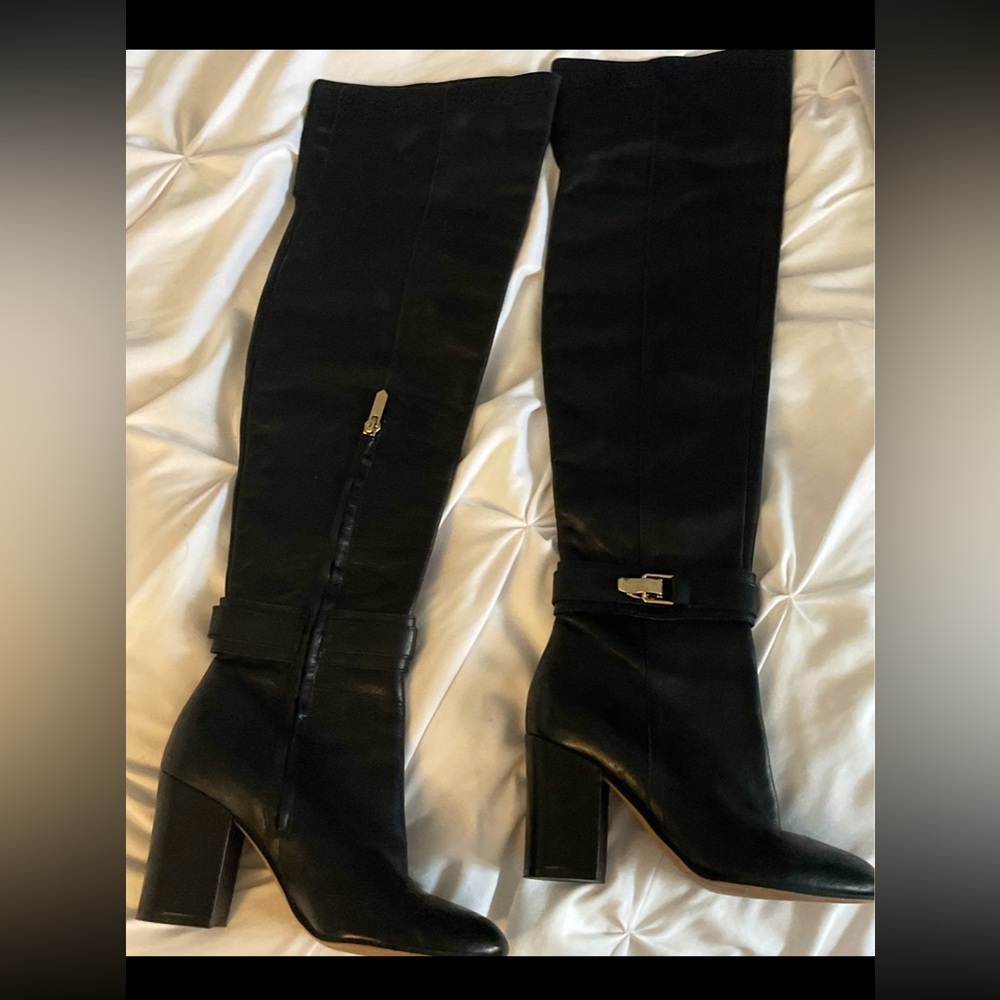 Elegant Black Women's Knee-High Sam Edelman Leather Over the Knee Boots 6 - Picture 4 of 4